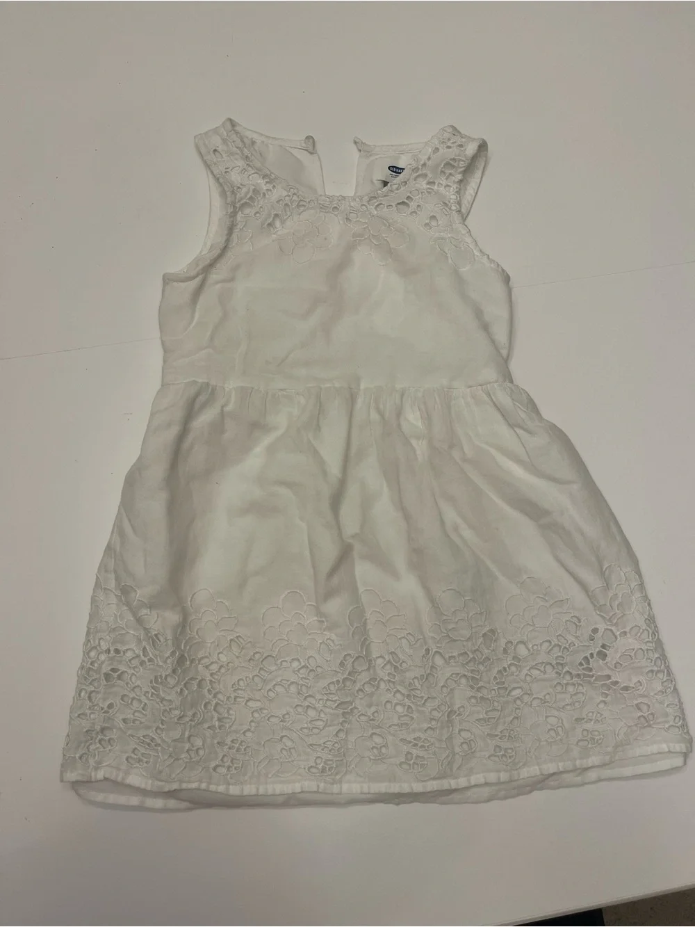Old Navy White Eyelet Cotton Sleeveless Dress for Girls